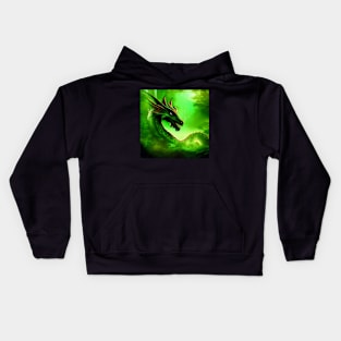 Green Dragon in the Misty Forest Kids Hoodie